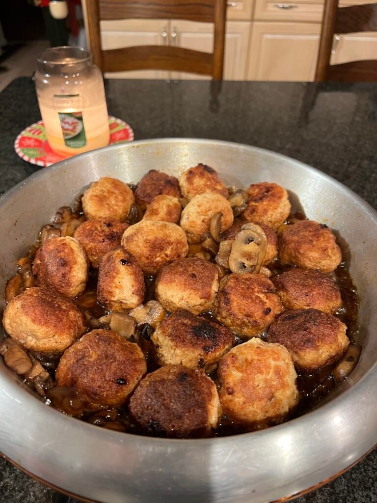 Baked Chicken Meatballs with Mushrooms